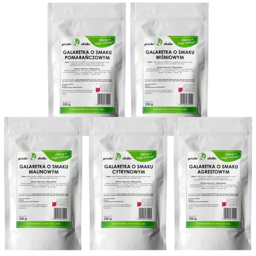 Zestaw galaretka w proszku mix smaków 5 x 250 g